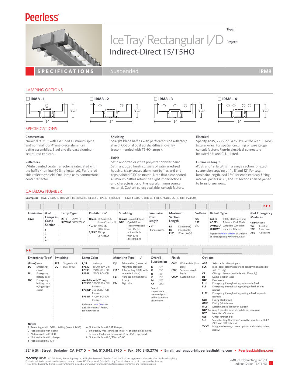 Peerless Lighting IRM8 - T5_T5HO User Manual | 3 pages