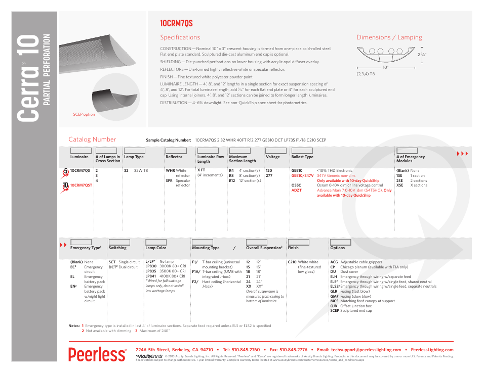 Peerless Lighting 10CRM7 - QS User Manual | 1 page