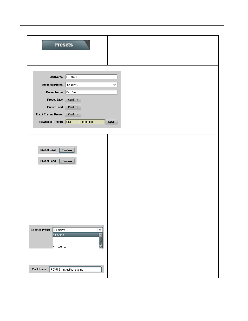 Presets, Presets -56, 9061 function submenu list and descriptions | Cobalt Digital COMPASS 9061 Up_Down_Cross Converter User Manual | Page 100 / 118