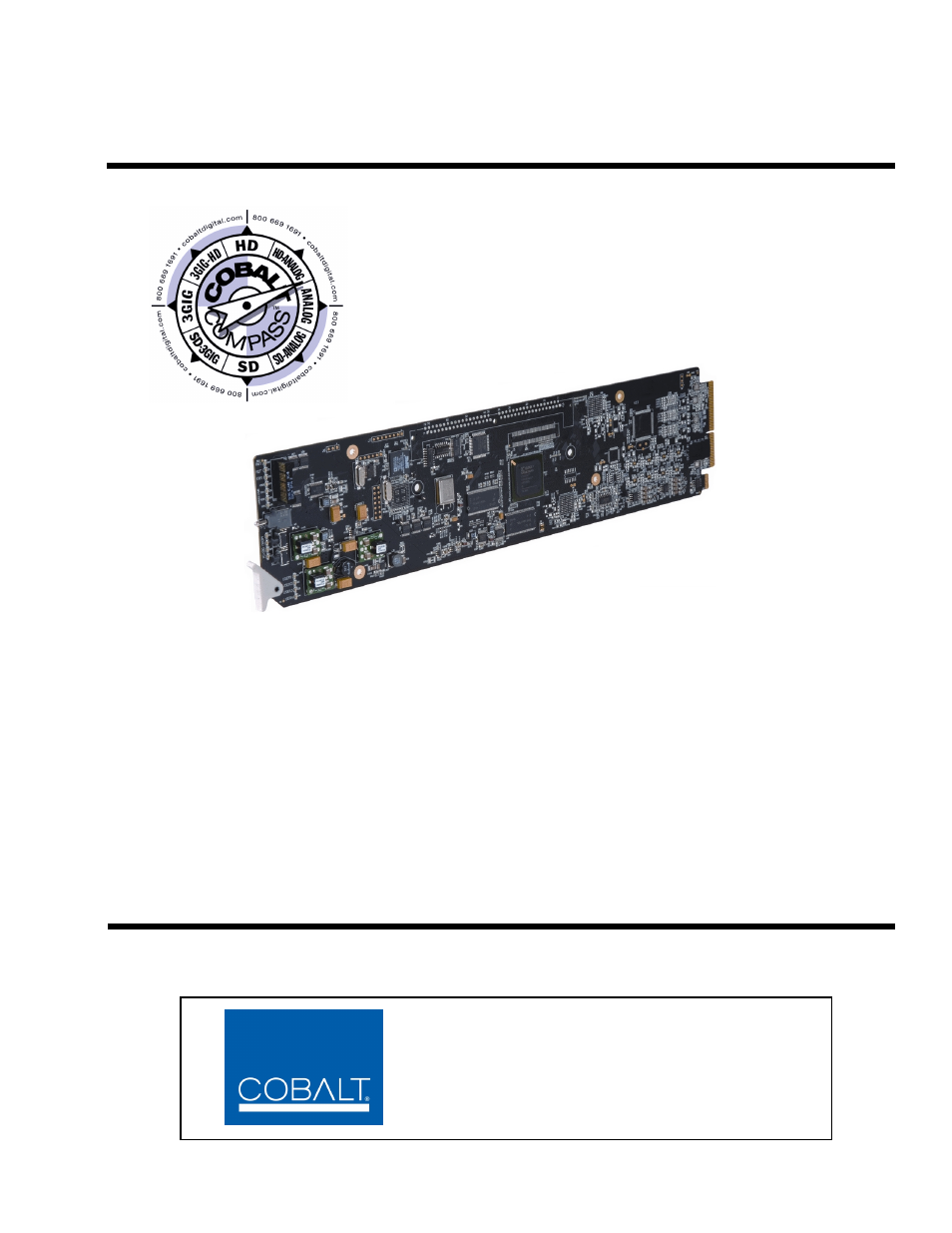 Cobalt Digital COMPASS 9362 HD_SD-SDI Test Signal Generator User Manual | 54 pages