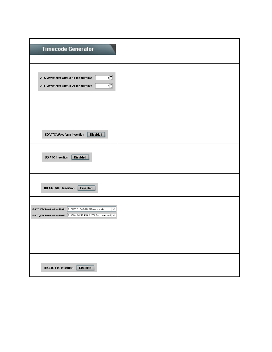 Timecode generator, Timecode generator -14, 9362 function submenu list and descriptions | Cobalt Digital COMPASS 9362 HD_SD-SDI Test Signal Generator User Manual | Page 40 / 54