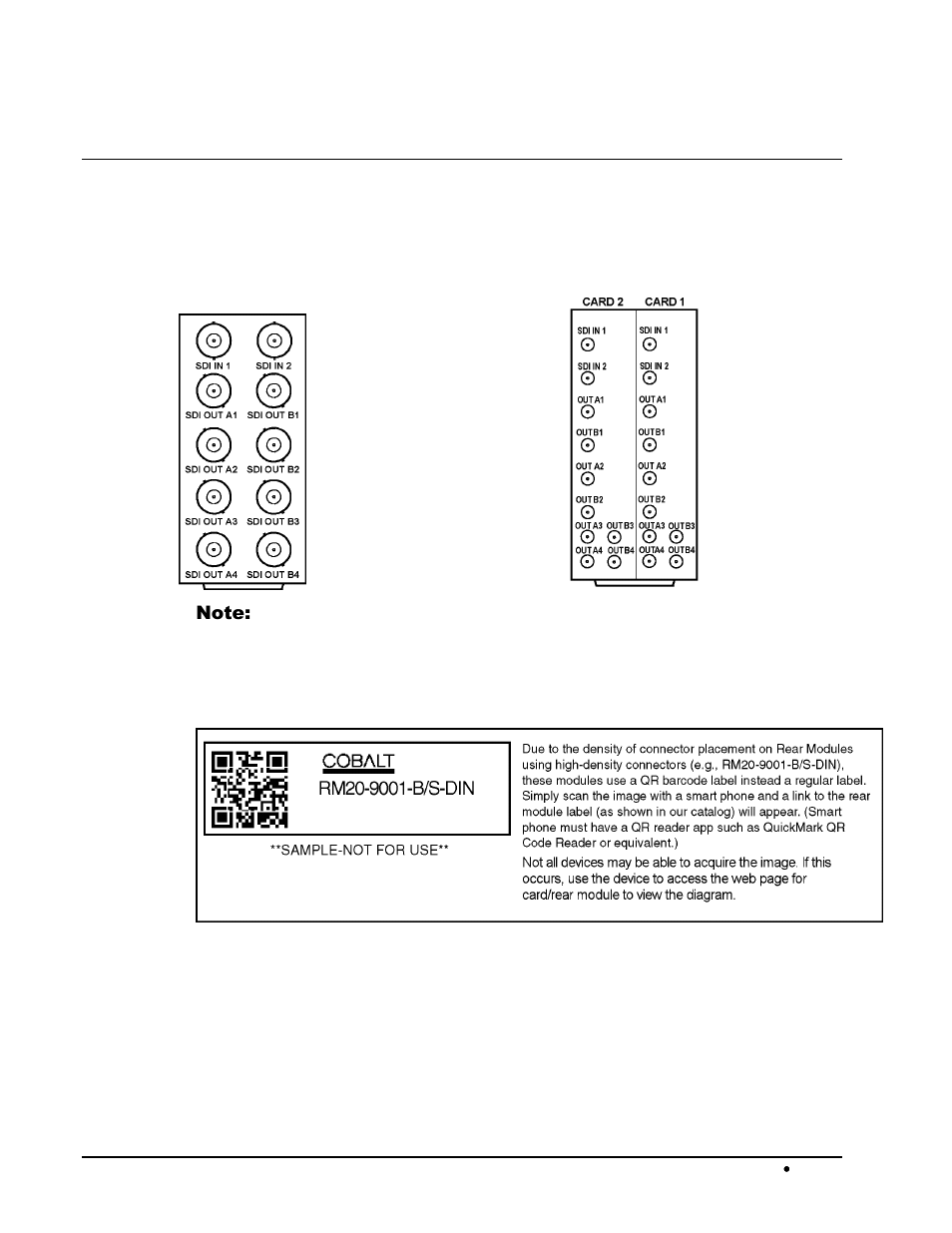 Cable connections | Cobalt Digital COMPASS 9003 Dual 3G_HD_SD Reclocking Distribution Amplifier User Manual | Page 12 / 20