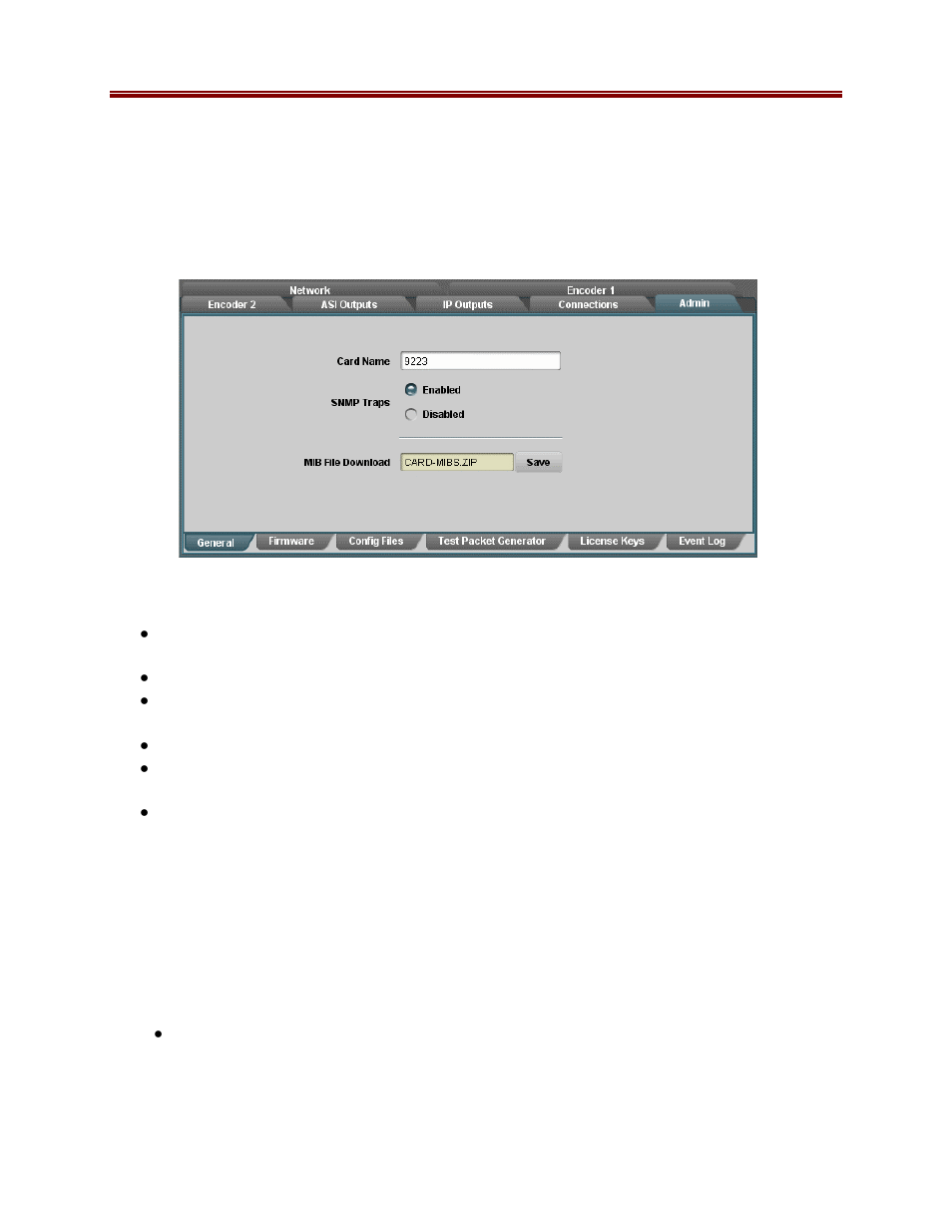 Admin tab | Cobalt Digital COMPASS 9223 Dual-Channel 3G_HD_SD MPEG-4 Encoder User Manual | Page 82 / 100