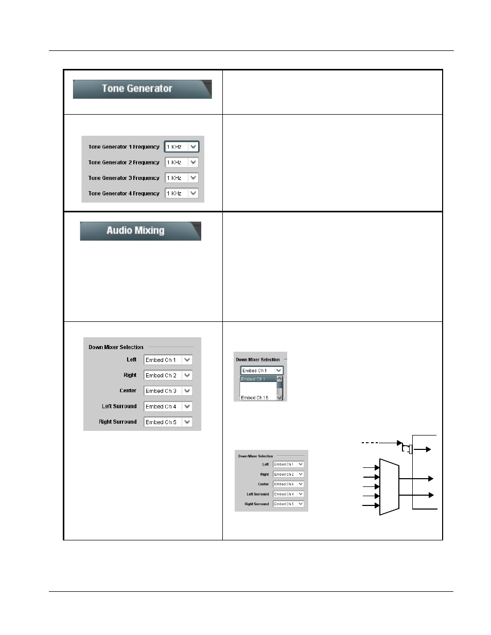 Tone generator, Audio mixing, Tone generator -21 | Audio mixing -21, Operating instructions, 9305 function submenu list and descriptions | Cobalt Digital COMPASS 9305 Embedded Audio Delay Processor User Manual | Page 47 / 64