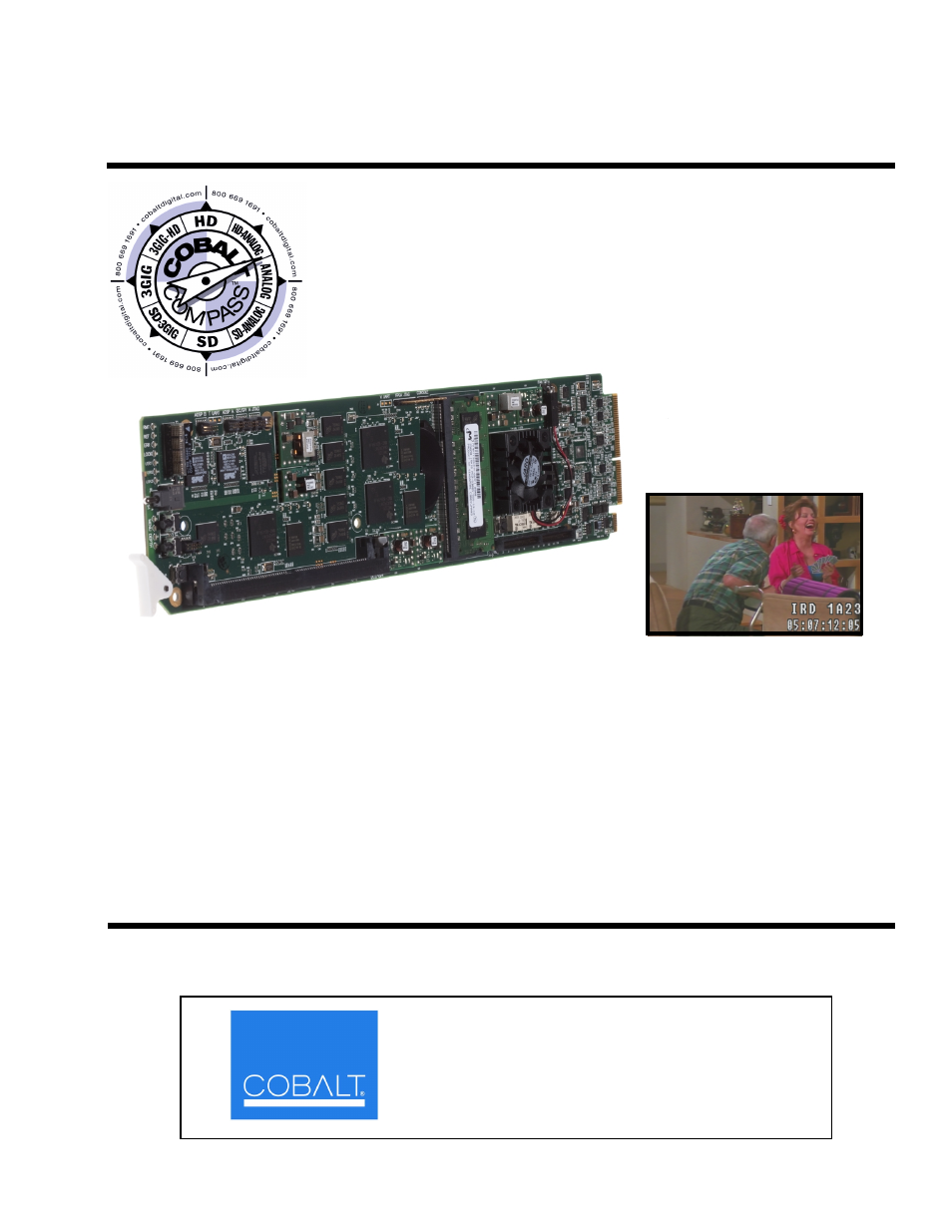 Cobalt Digital COMPASS 9392 3G_HD_SD-SDI Dual-Channel Timecode Burn-In Inserter User Manual | 50 pages