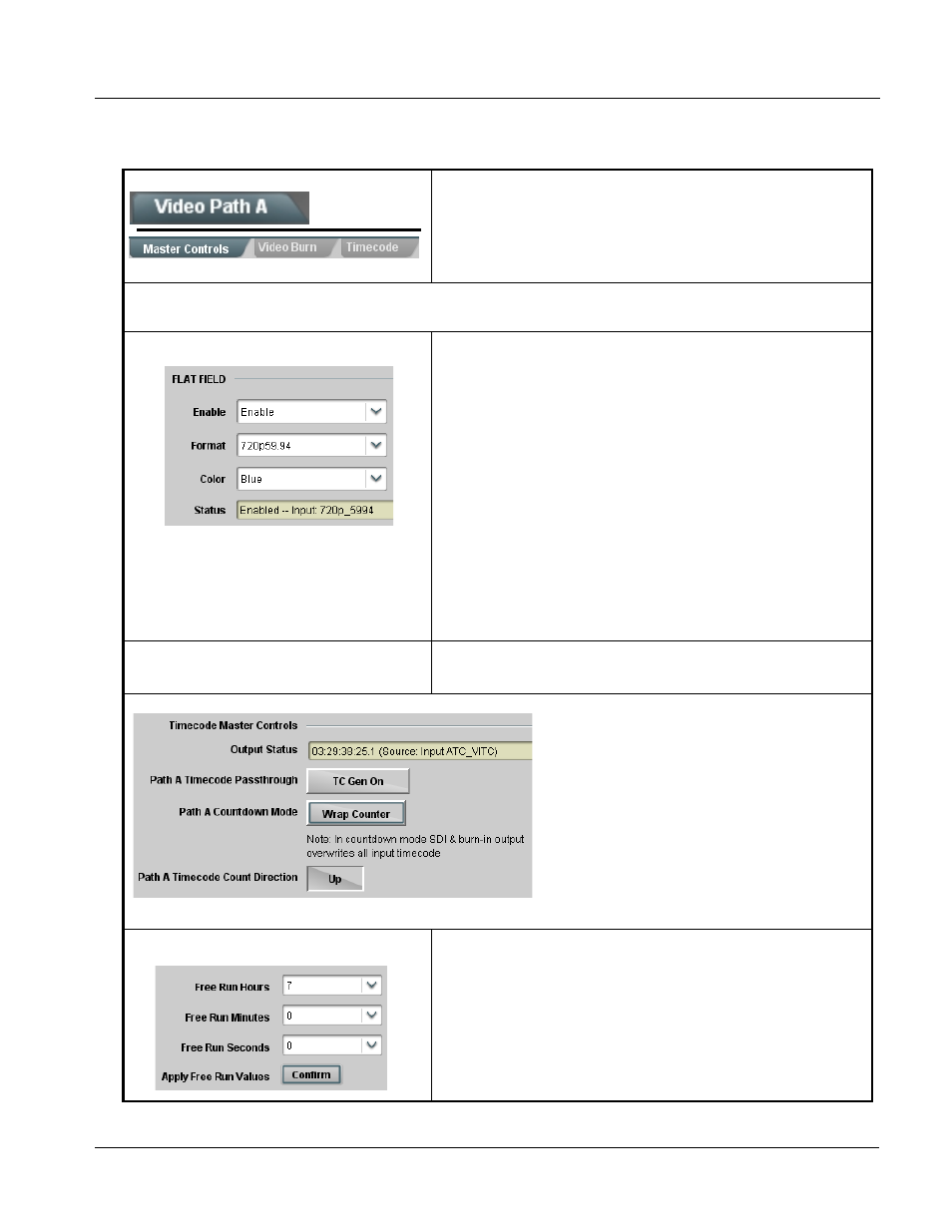Video path controls, Video path controls -9, Operating instructions | 9392 function submenu list and descriptions | Cobalt Digital COMPASS 9392 3G_HD_SD-SDI Dual-Channel Timecode Burn-In Inserter User Manual | Page 33 / 50