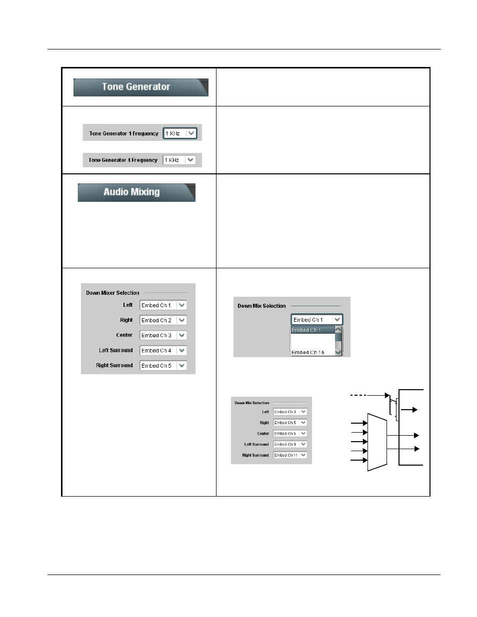 Tone generator, Audio mixing, Tone generator -37 audio mixing -37 | Operating instructions, 9822 function submenu list and descriptions | Cobalt Digital COMPASS 9822 Downconverter User Manual | Page 69 / 86