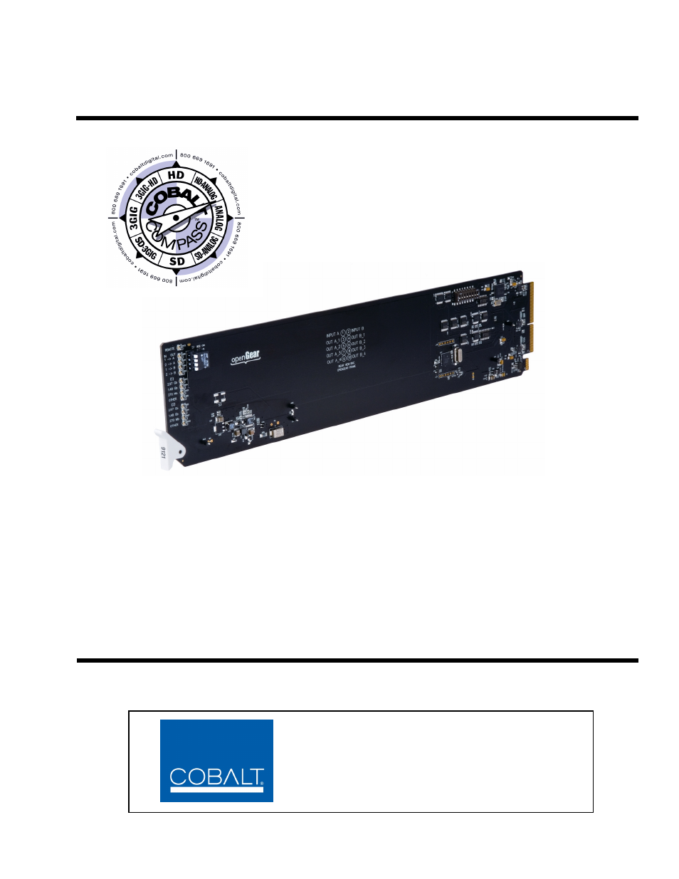 Cobalt Digital COMPASS 9121 3G_HD_SD-SDI_ASI Redundancy Switch User Manual | 30 pages