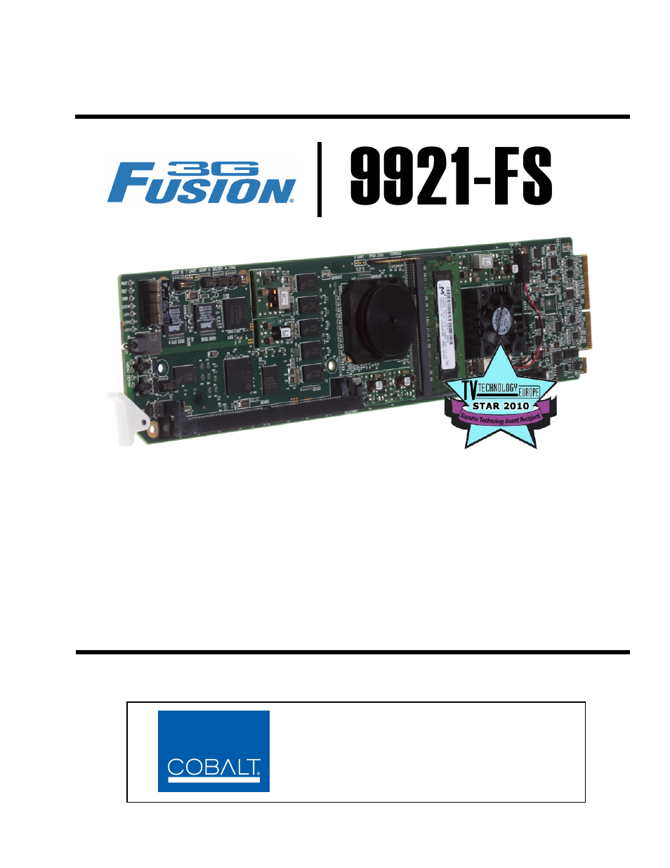 Cobalt Digital FUSION 3G 9921-FS 3G_HD_SD Frame Sync User Manual | 124 pages