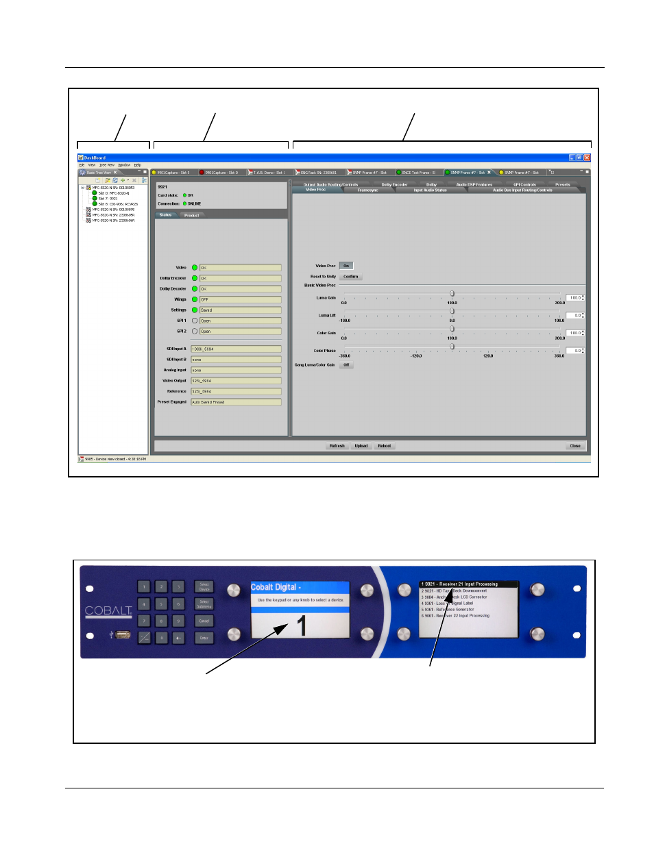 Accessing the 9921-fs card using a cobalt, Operating instructions, Remote control panel | Press the | Cobalt Digital FUSION 3G 9921-FS 3G_HD_SD Frame Sync User Manual | Page 59 / 124