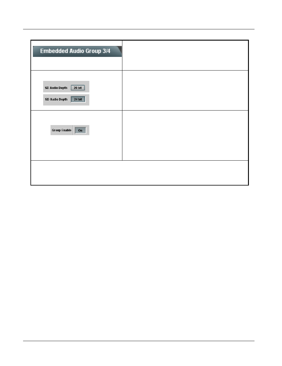 Embedded audio group 3/4, Embedded audio group 3/4 -20, 9033 function submenu list and descriptions | Cobalt Digital COMPASS 9033 Input Processing Analog to Digital Video User Manual | Page 58 / 90