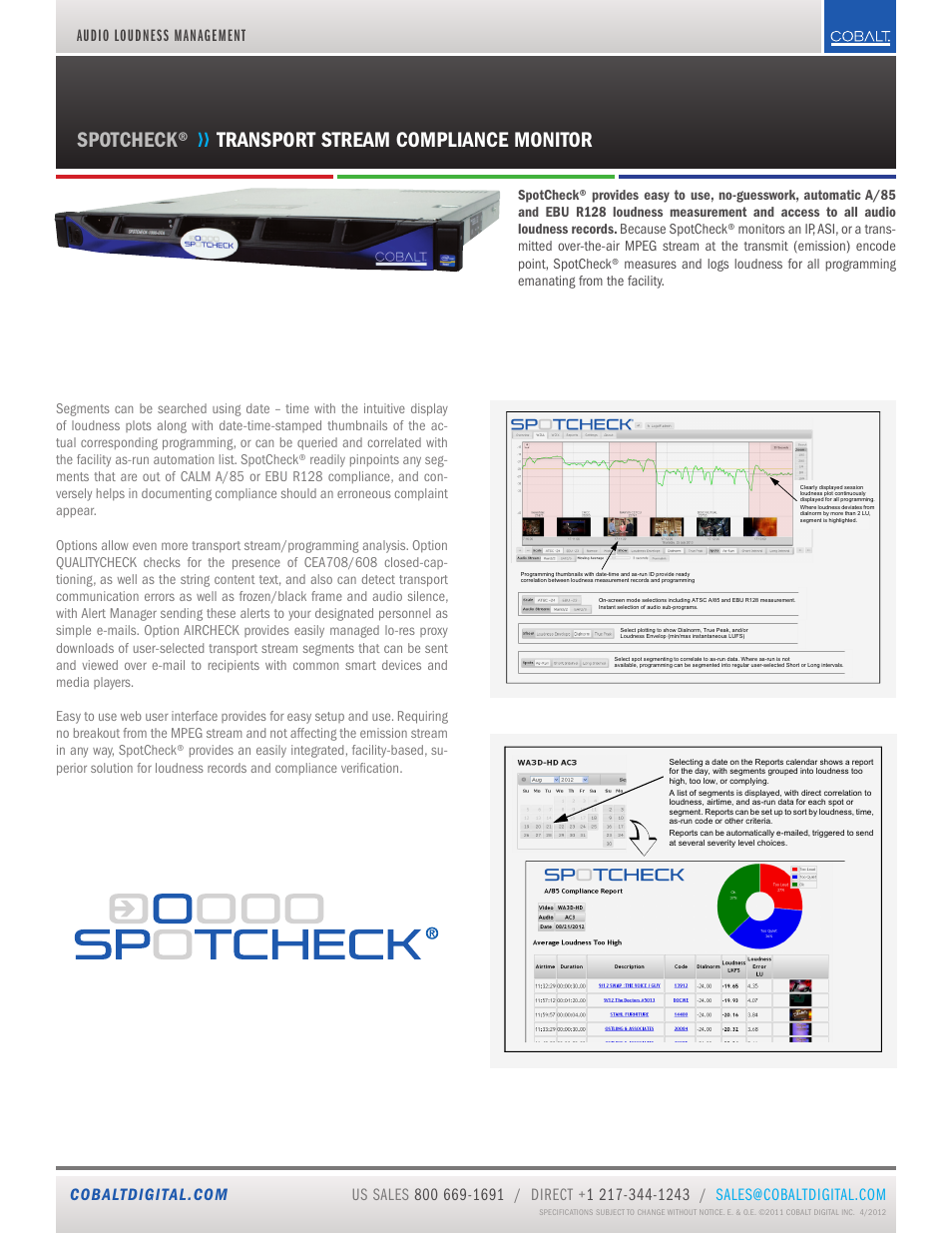 Cobalt Digital SPOTCHECK Transport Stream Compliance Monitor User Manual | 5 pages