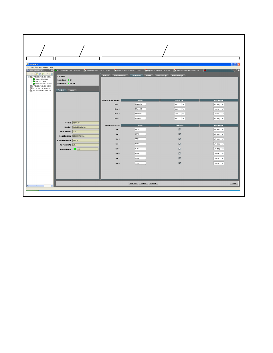 Accessing the 9284 card via dashboard | Cobalt Digital COMPASS 9284 3G_HD_SD-SDI 8X4 Video Routing Switch User Manual | Page 40 / 58
