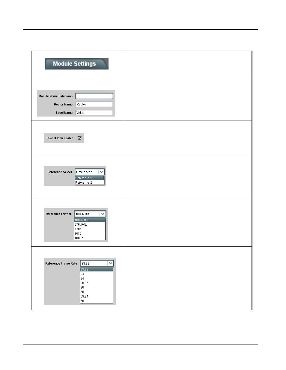 Module settings, Module settings -10, Table 3-1 i | Table 3-1, 9284 function submenu list and descriptions | Cobalt Digital COMPASS 9284 3G_HD_SD-SDI 8X4 Video Routing Switch User Manual | Page 44 / 58