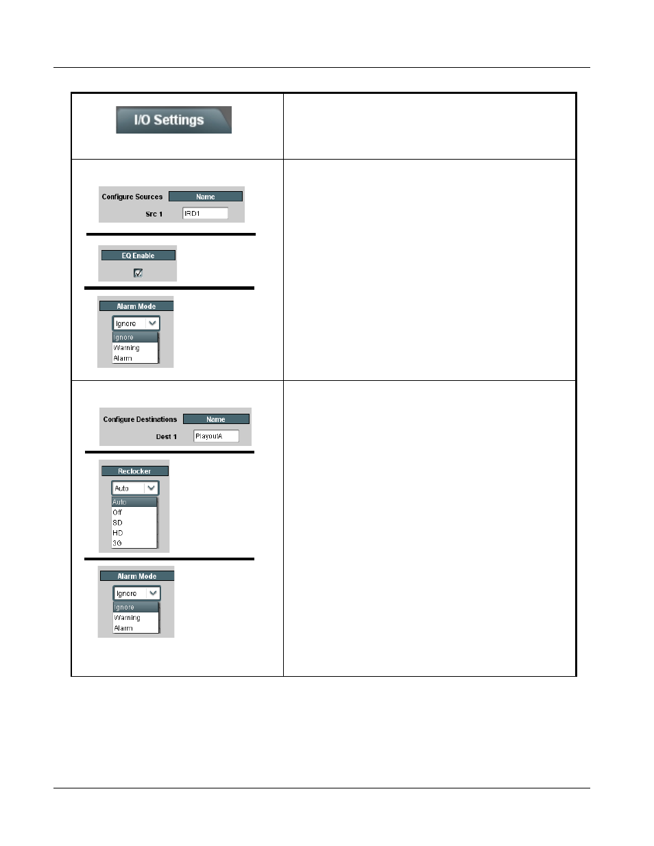 I/o settings, I/o settings -12, 9284 function submenu list and descriptions | Cobalt Digital COMPASS 9284 3G_HD_SD-SDI 8X4 Video Routing Switch User Manual | Page 46 / 58