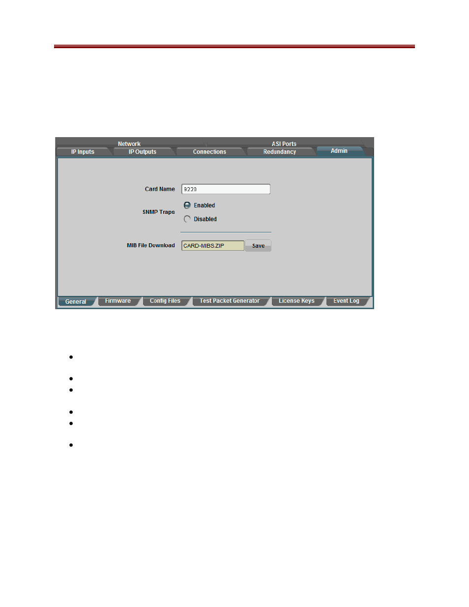 Admin | Cobalt Digital COMPASS 9220 Bidirectional ASI_MPTS Gateway User Manual | Page 48 / 61