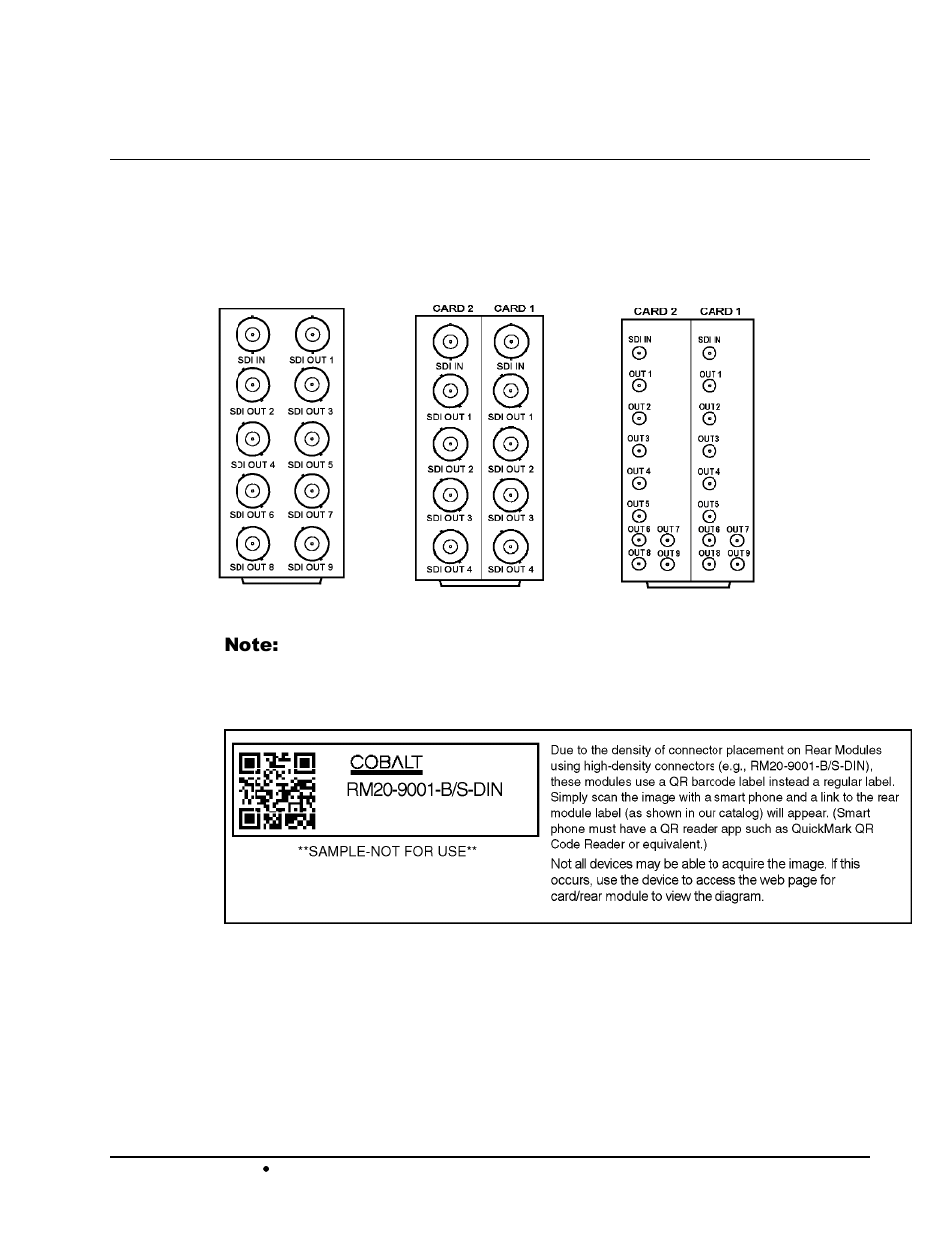 Cable connections | Cobalt Digital COMPASS 9001 3G_HD_SD Reclocking Distribution Amplifier User Manual | Page 11 / 20