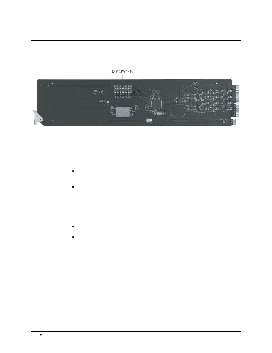 Card overview, Sw1 — remote control, Sw2 — dip switch control | Sw3, sw4 — output mode selection, Sw6 - sw10 — gain control | Cobalt Digital COMPASS 9242 Analog Audio Distribution Amplifier with Remote Gain Control User Manual | Page 22 / 36