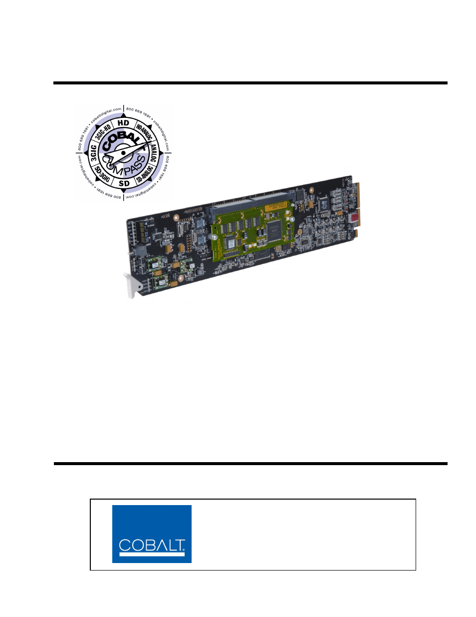 Cobalt Digital COMPASS 9034 Input Processing Analog to Digital Video User Manual | 98 pages