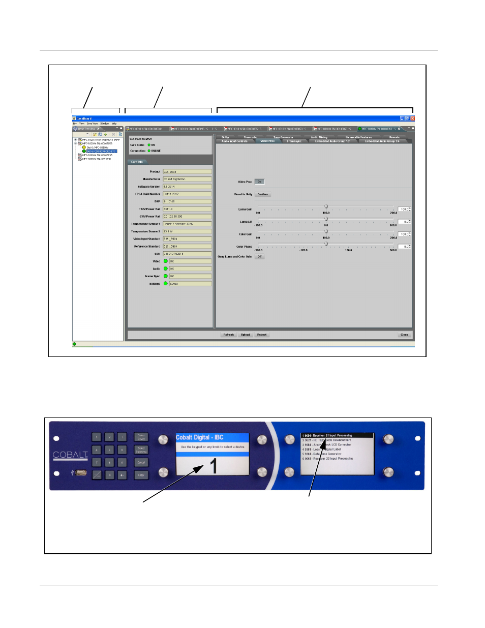Accessing the 9034 card using a cobalt, Accessing the 9034 card via remote control, Remote control panel | Press the | Cobalt Digital COMPASS 9034 Input Processing Analog to Digital Video User Manual | Page 46 / 98