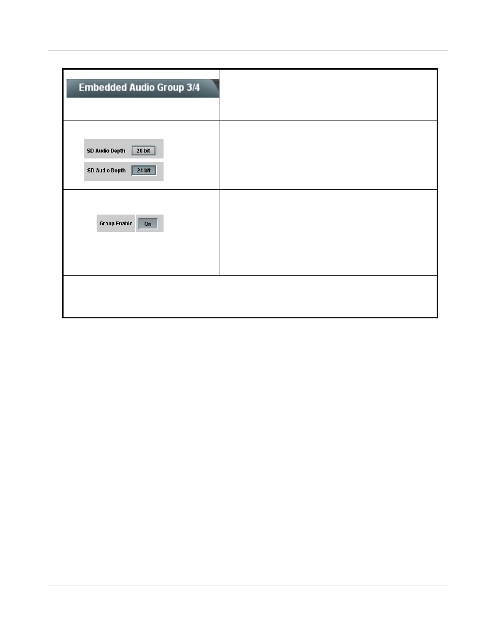 Embedded audio group 3/4, Embedded audio group 3/4 -25, Operating instructions | 9034 function submenu list and descriptions | Cobalt Digital COMPASS 9034 Input Processing Analog to Digital Video User Manual | Page 65 / 98
