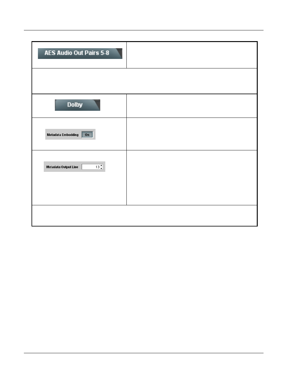 Aes audio out pairs 5-8, Dolby metadata, Aes audio out pairs 5-8 -30 dolby metadata -30 | Dolby metadata f, 9034 function submenu list and descriptions | Cobalt Digital COMPASS 9034 Input Processing Analog to Digital Video User Manual | Page 70 / 98