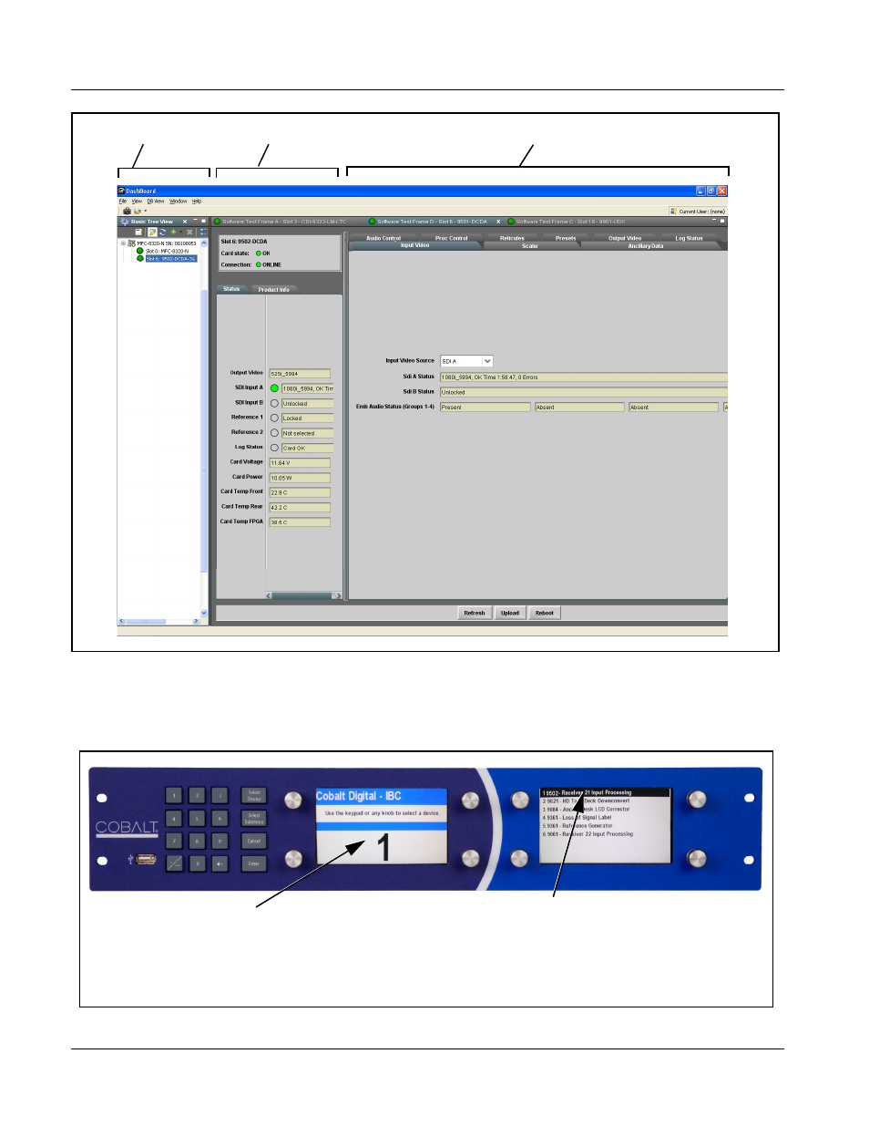 Accessing the 9502-dcda card using a, Cobalt, Accessing the 9502-dcda card via remote control | Accessing the 9502-dcda card using a cobalt, Remote control panel | Cobalt Digital OBSIDIAN 3G 9502-DCDA-3G Downconverter User Manual | Page 32 / 62