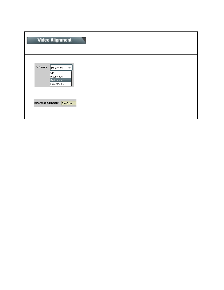 Video alignment, Video alignment -12, 9502-dcda function submenu list and descriptions | Cobalt Digital OBSIDIAN 3G 9502-DCDA-3G Downconverter User Manual | Page 38 / 62