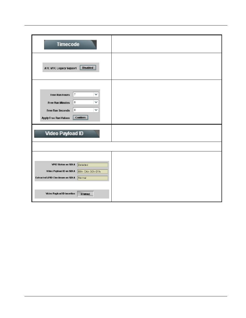 Video payload id, Video payload id -17, Operating instructions | 9502-dcda function submenu list and descriptions | Cobalt Digital OBSIDIAN 3G 9502-DCDA-3G Downconverter User Manual | Page 43 / 62