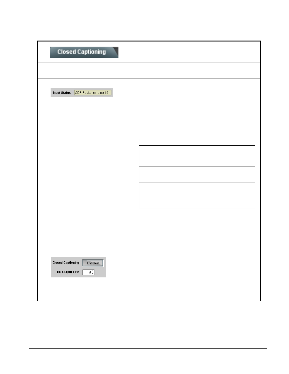 Closed captioning, Closed captioning -19, Operating instructions | 9502-dcda function submenu list and descriptions | Cobalt Digital OBSIDIAN 3G 9502-DCDA-3G Downconverter User Manual | Page 45 / 62