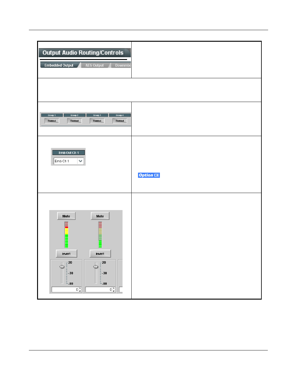 Output audio routing/controls, Output audio routing/controls -23, Operating instructions | 9502-dcda function submenu list and descriptions | Cobalt Digital OBSIDIAN 3G 9502-DCDA-3G Downconverter User Manual | Page 49 / 62