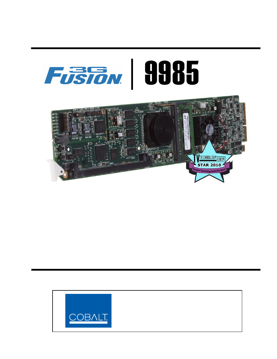 Cobalt Digital FUSION 3G 9985 3G_HD_SD Loudness Processor User Manual | 136 pages