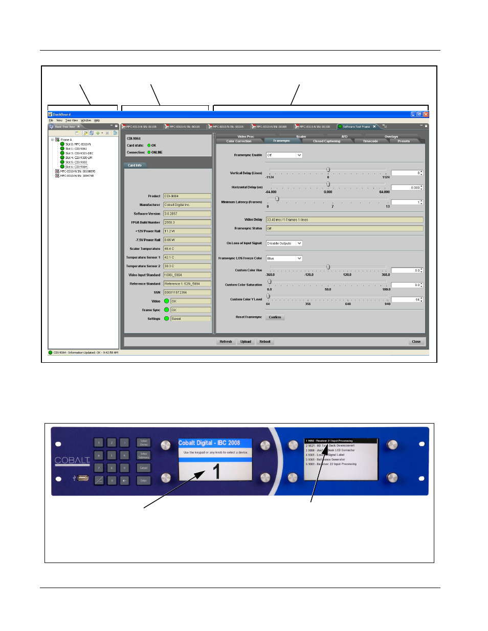 Accessing the 9064 card using a cobalt, Accessing the 9064 card via remote control, Remote control panel | Press the | Cobalt Digital COMPASS 9064 Up_Down_Cross Converter User Manual | Page 36 / 82