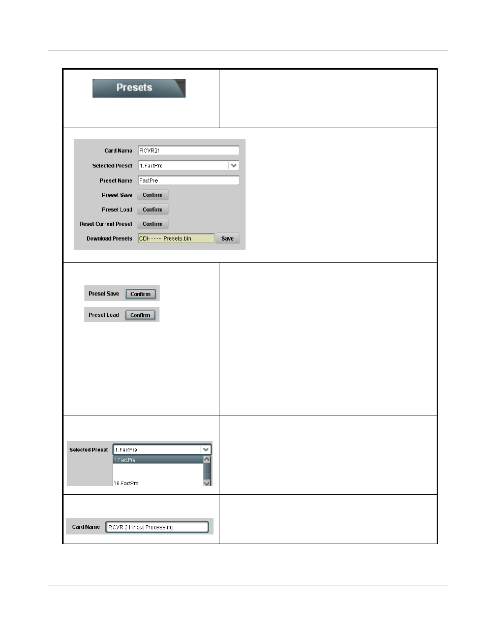 Presets, Presets -35, Operating instructions | 9064 function submenu list and descriptions | Cobalt Digital COMPASS 9064 Up_Down_Cross Converter User Manual | Page 65 / 82