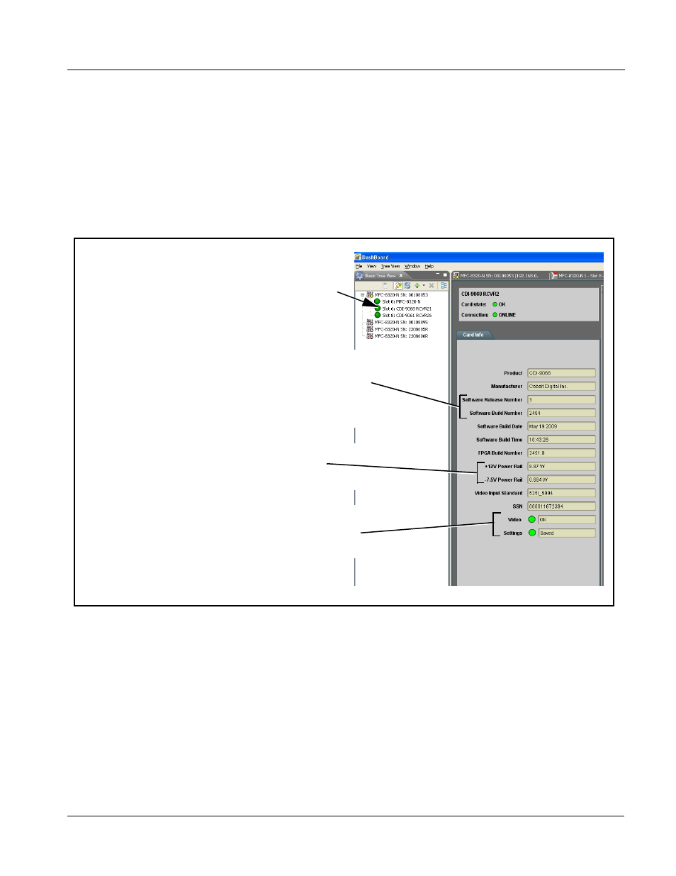Checking 9068 card information, Checking 9068 card information -7, Checking 9068 card information (p. 3-7) | Operating instructions | Cobalt Digital COMPASS 9068 Upconverter User Manual | Page 35 / 68