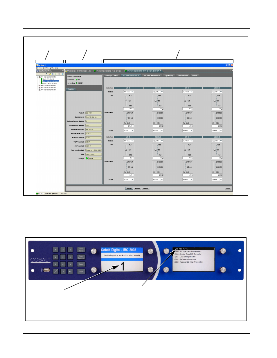 Accessing the 9301 card using a cobalt, Accessing the 9301 card via remote control, Control panel | Press the | Cobalt Digital COMPASS 9301 AES Audio Delay User Manual | Page 36 / 62