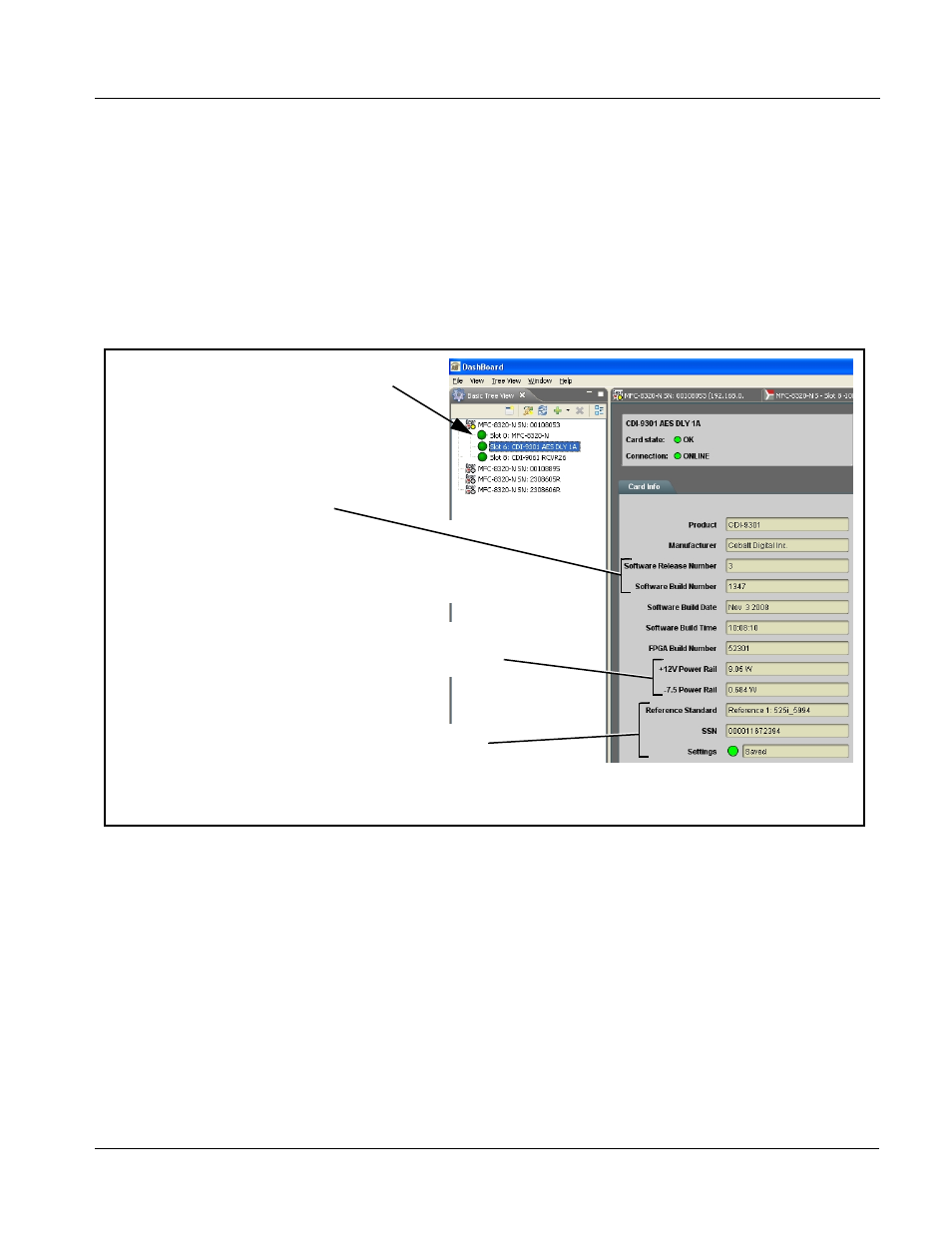 Checking 9301 card information, Checking 9301 card information -7, Checking 9301 card information (p. 3-7) | Operating instructions | Cobalt Digital COMPASS 9301 AES Audio Delay User Manual | Page 37 / 62
