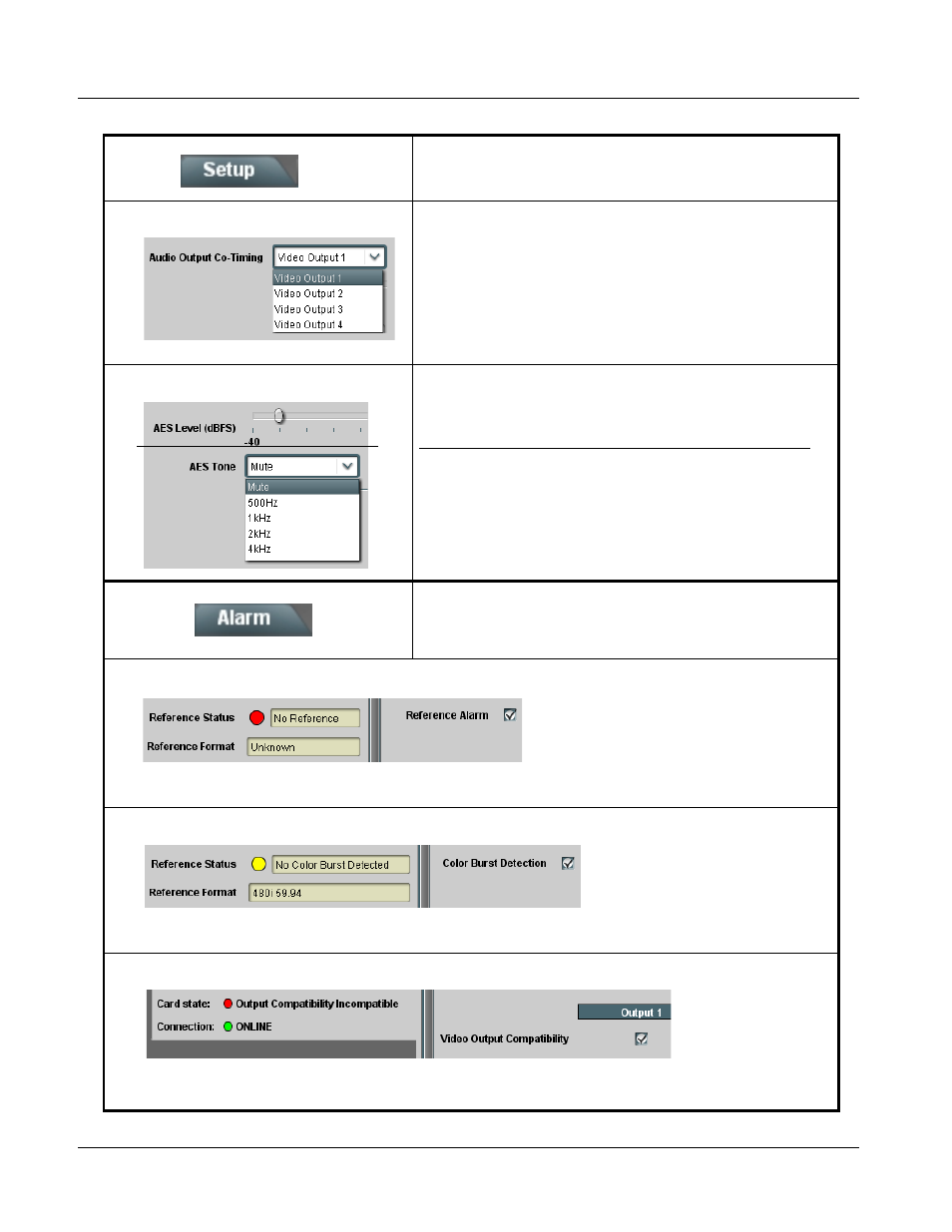 Alarm controls, Alarm controls -6, 9363 function submenu list and descriptions | Cobalt Digital COMPASS 9363 Multi-Format Reference Generator User Manual | Page 30 / 36