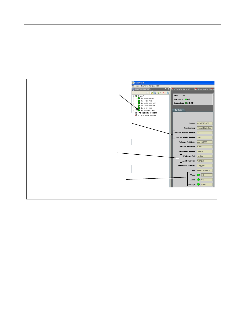 Checking card information, Checking card information -7, Checking card information (p. 3-7) | Operating instructions | Cobalt Digital COMPASS 9322 HD_SD De-Embedder User Manual | Page 57 / 104