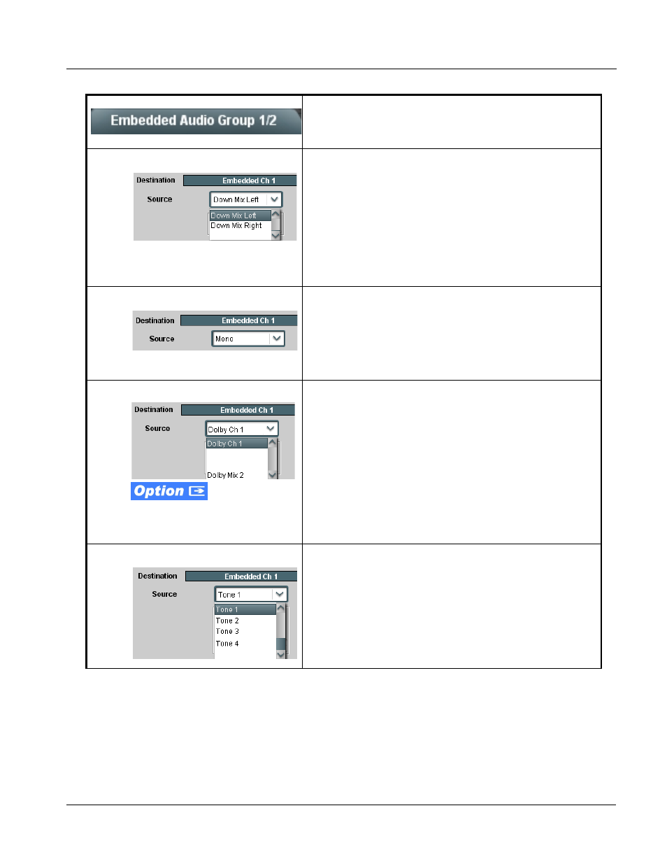 Operating instructions, 932x group function submenu list and descriptions | Cobalt Digital COMPASS 9322 HD_SD De-Embedder User Manual | Page 67 / 104