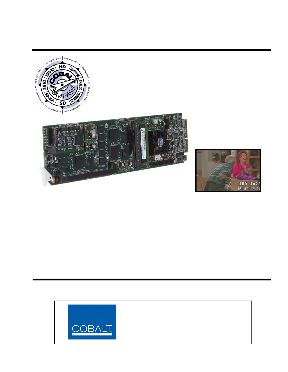 Cobalt Digital COMPASS 9391 3G_HD_SD-SDI Timecode Burn-In Inserter User Manual | 50 pages