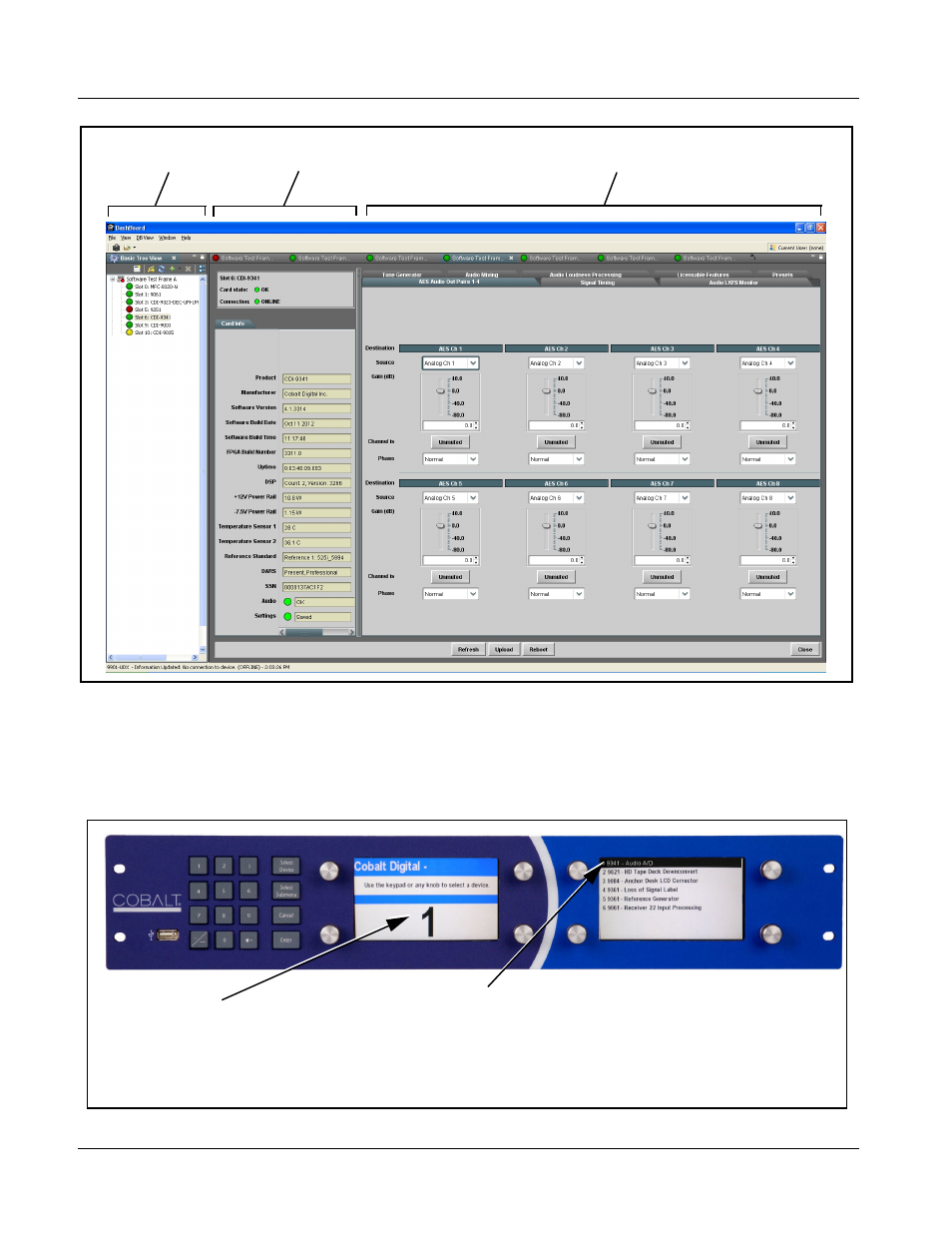 Accessing the 9341 card using a cobalt, Accessing the 9341 card via remote control, Control panel | Cobalt Digital COMPASS 9341 8-channel Analog Audio to AES Converter User Manual | Page 34 / 56