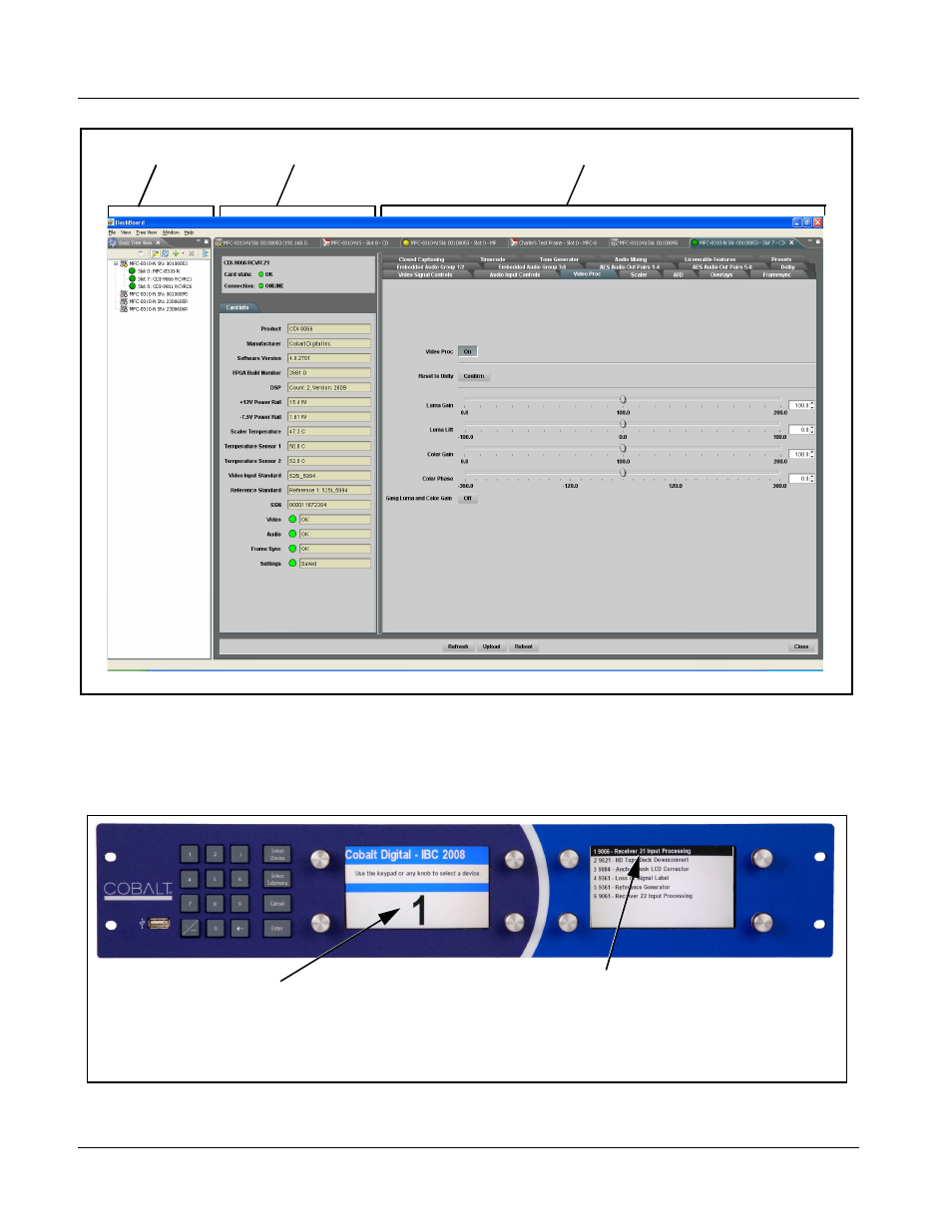 Accessing the 9066 card using a cobalt, Accessing the 9066 card via remote control, Remote control panel | Press the | Cobalt Digital COMPASS 9066 Upconverter User Manual | Page 48 / 114