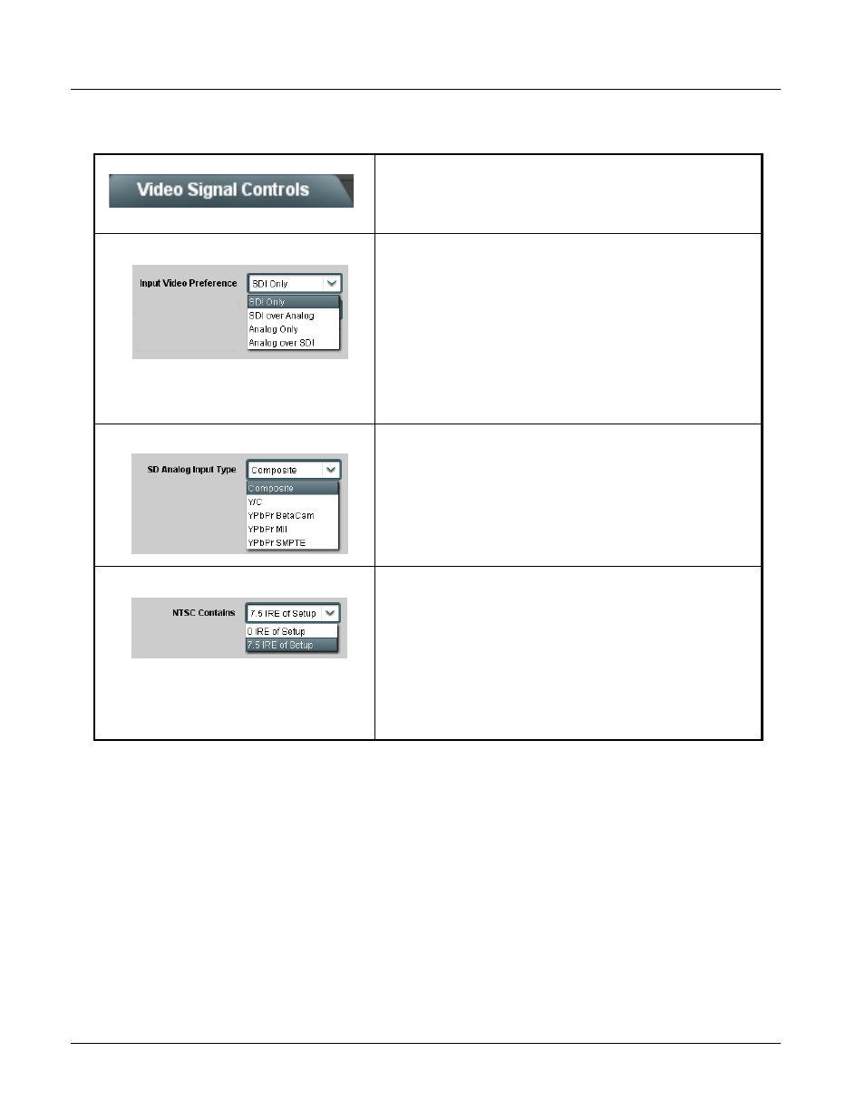 Video signal controls, Video signal controls -10, Table 3-2 | Table 3-2 i, 9066 function submenu list and descriptions | Cobalt Digital COMPASS 9066 Upconverter User Manual | Page 52 / 114