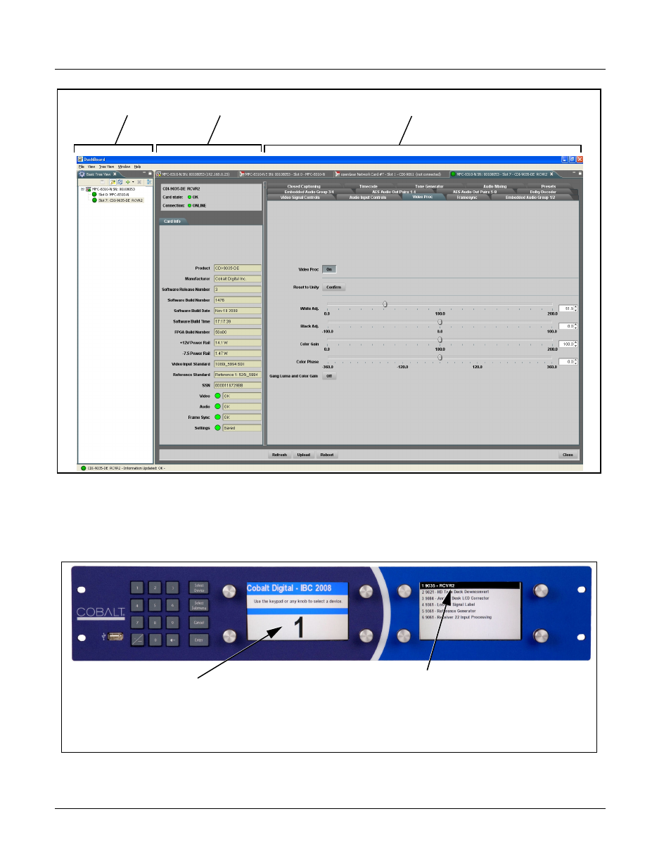 Accessing the 9035 card using a cobalt, Accessing the 9035 card via remote control, Remote control panel | Press the | Cobalt Digital COMPASS 9035 Analog and SDI Input to SDI Output Converter User Manual | Page 50 / 106