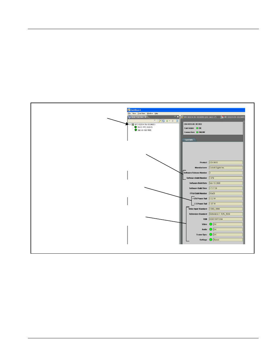 Checking 9035 card information, Checking 9035 card information -7, Checking 9035 card information (p. 3-7) | Operating instructions | Cobalt Digital COMPASS 9035 Analog and SDI Input to SDI Output Converter User Manual | Page 51 / 106