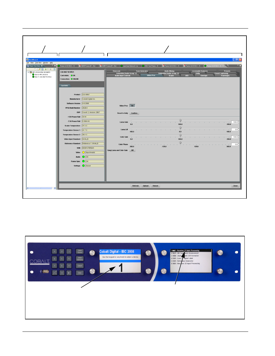 Accessing the 9067 card using a cobalt, Accessing the 9067 card via remote control, Remote control panel | Press the | Cobalt Digital COMPASS 9067 Upconverter User Manual | Page 38 / 90