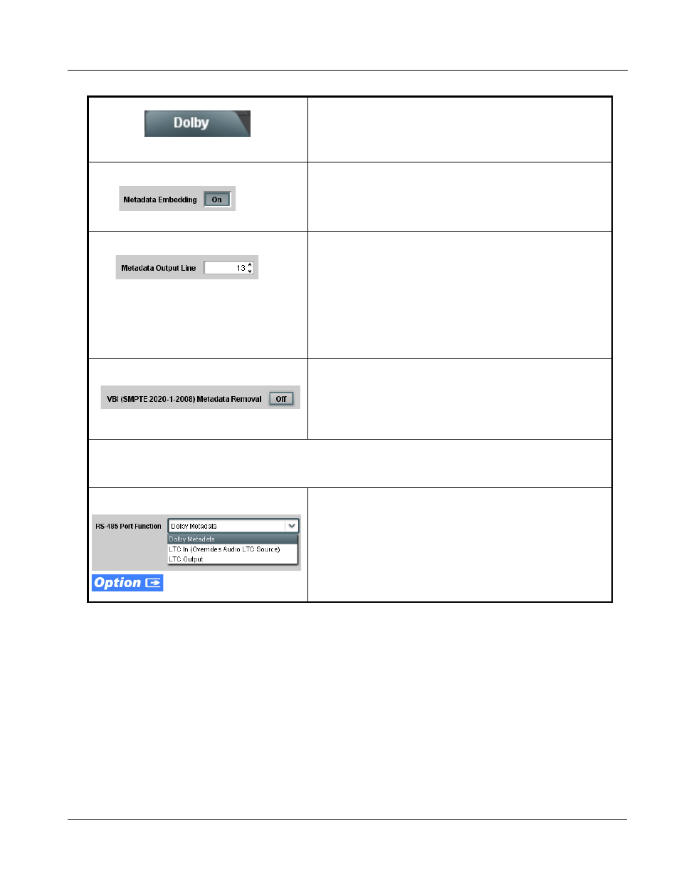 Dolby metadata, Dolby metadata -35, Operating instructions | 9067 function submenu list and descriptions | Cobalt Digital COMPASS 9067 Upconverter User Manual | Page 67 / 90