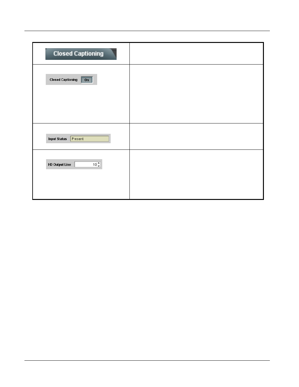 Closed captioning, Closed captioning -36, 9067 function submenu list and descriptions | Cobalt Digital COMPASS 9067 Upconverter User Manual | Page 68 / 90