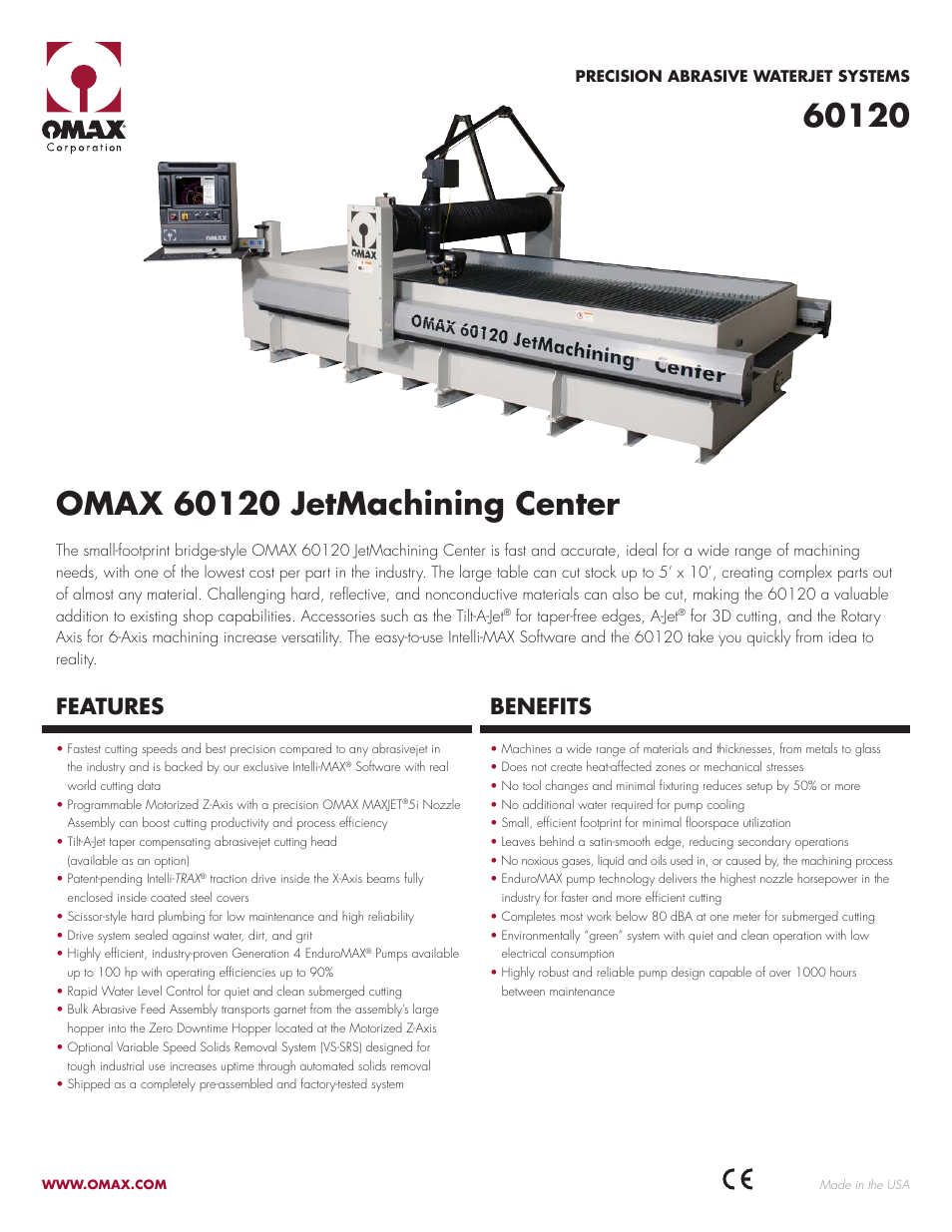 OMAX 60120 JetMachining Center User Manual | 2 pages